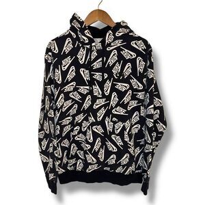 Nike Black Bones Embroidered Cotton All-Over Print Pullover Hoodie Sz M